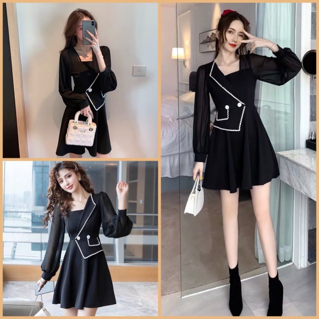 Đầm xoè dự tiệc cổ cách điệu viền mới lạ 2021 cuốn hút - Thời trang VADA - Đ18 | BigBuy360 - bigbuy360.vn