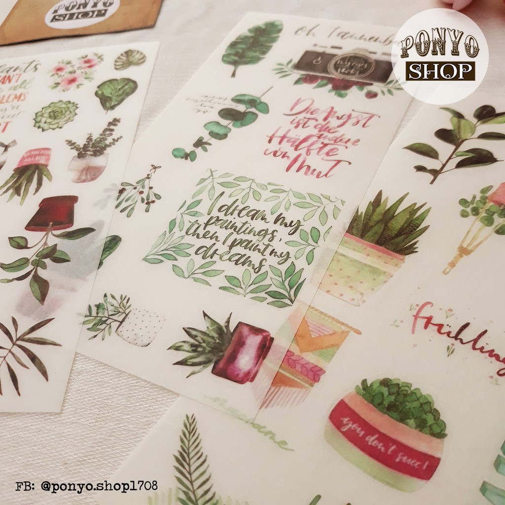 Bộ 3 sticker phong cách Watercolor - Chủ đề Plant