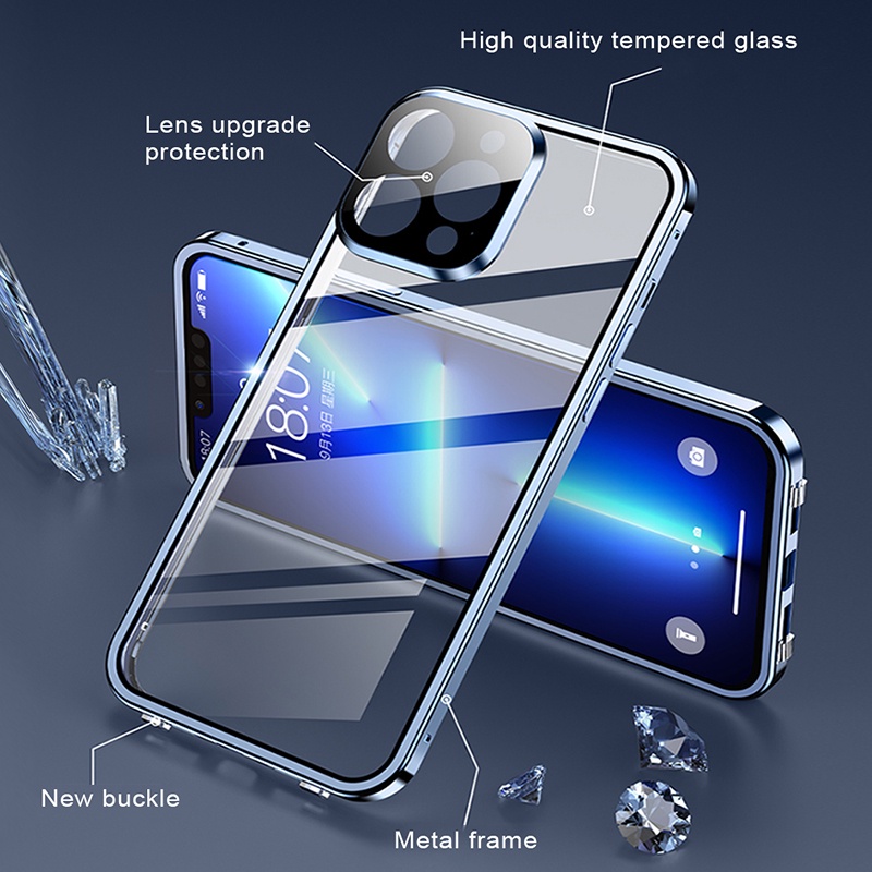 Ốp Điện Thoại Hai Mặt Kính Bảo Vệ 360 Độ Chống Bụi Cho iPhone 14 13 Pro Max 12 Pro 14 Pro Max 12 Pro Max 14 Plus