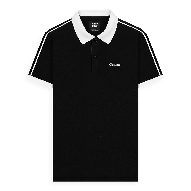 Áo polo nam phối viền vai super bros chất vải cá sấu cotton cao cấp xịn đẹp form slim fit tôn dáng, phong cách trẻ trung
