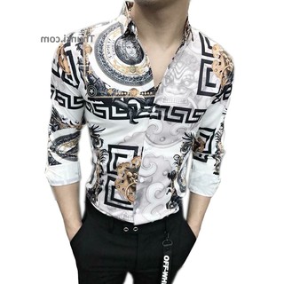Sơ Mi Hàn Quốc. ÁOSơ Mi Nam CHẤT LỤA DÀI TAY .Sơ Mi in rồng -Bỏ_Sỉ