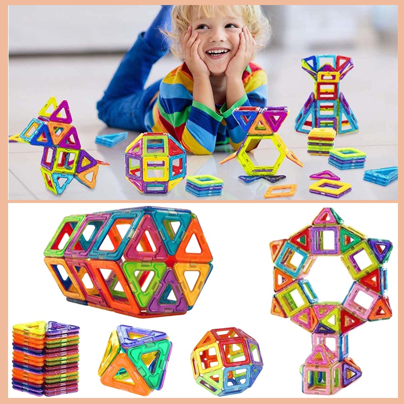 50PCS/100PCS Mini DIY Magnetic Designer Construction Set Model Building Block For Children Magnet Block Kid Educational Gift