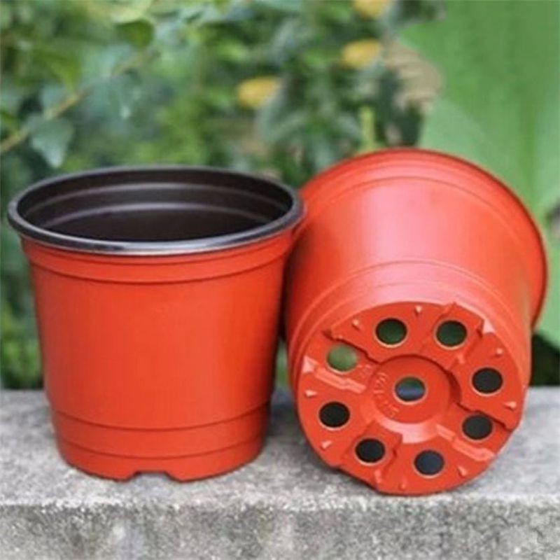 50/100pcs Chậu Nhựa Mỏng Dẽo Nâu Đỏ, Vành Cứng Trồng Cây, Ươm Cây, Gieo Mầm 9*6*8cm