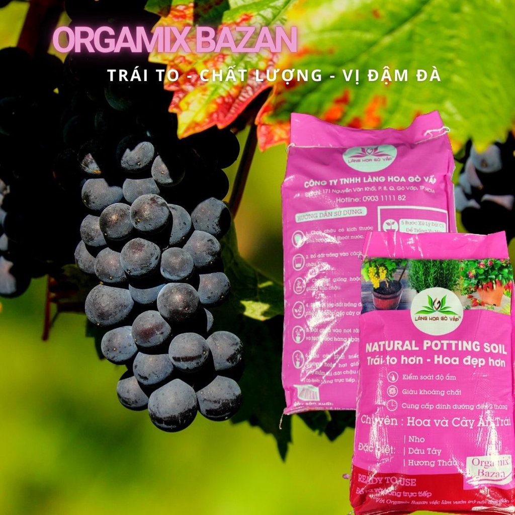 Đất sạch Orgamix Bazan 20dm3 - chuyên trồng hoa và cây ăn trái