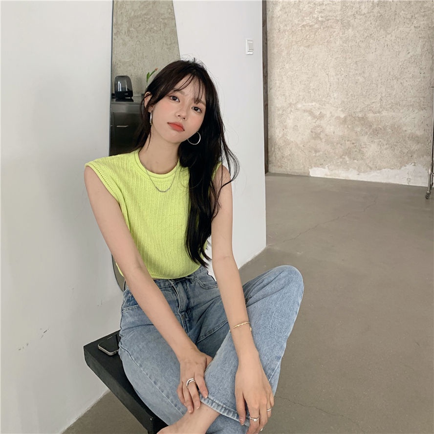 Áo Len Không Tay Dáng Rộng Lưng Cao Thiết Kế Mới Thời Trang Dành Cho Mùa Xuân