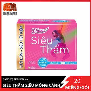 Băng vệ sinh Diana Siêu thấm siêu mỏng cánh 20 miếng/gói