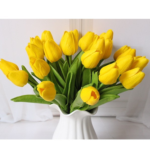 Hoa Tulip (Tuy líp) giả lá xoăn bằng cao su non (hàng cao cấp) mùi thơm nhẹ, giống thật 99%