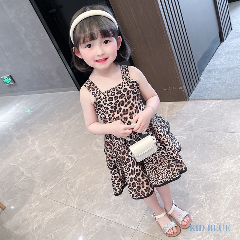 Đầm Công Chúa Hai Dây In Họa Tiết Da Báo Phong Cách Hàn Quốc Thời Trang Mùa Hè Cho Bé Gái