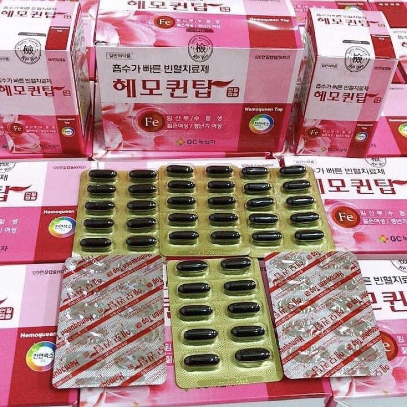 [ĐỦ MẪU MỚI] Viên Uống Bổ Sung Sắt KGF, HEMOQUEEN TOP Hàn Quốc, Hộp 120V