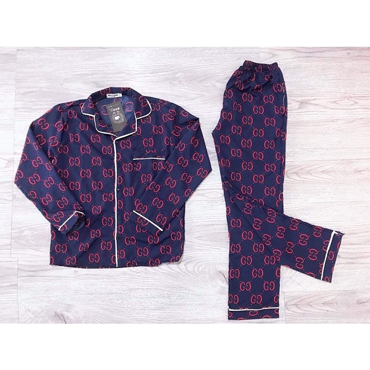 Bộ đồ ngủ dài tay chất lụa, Bộ pijama lụa dài tay phù hợp cả nam và nữ