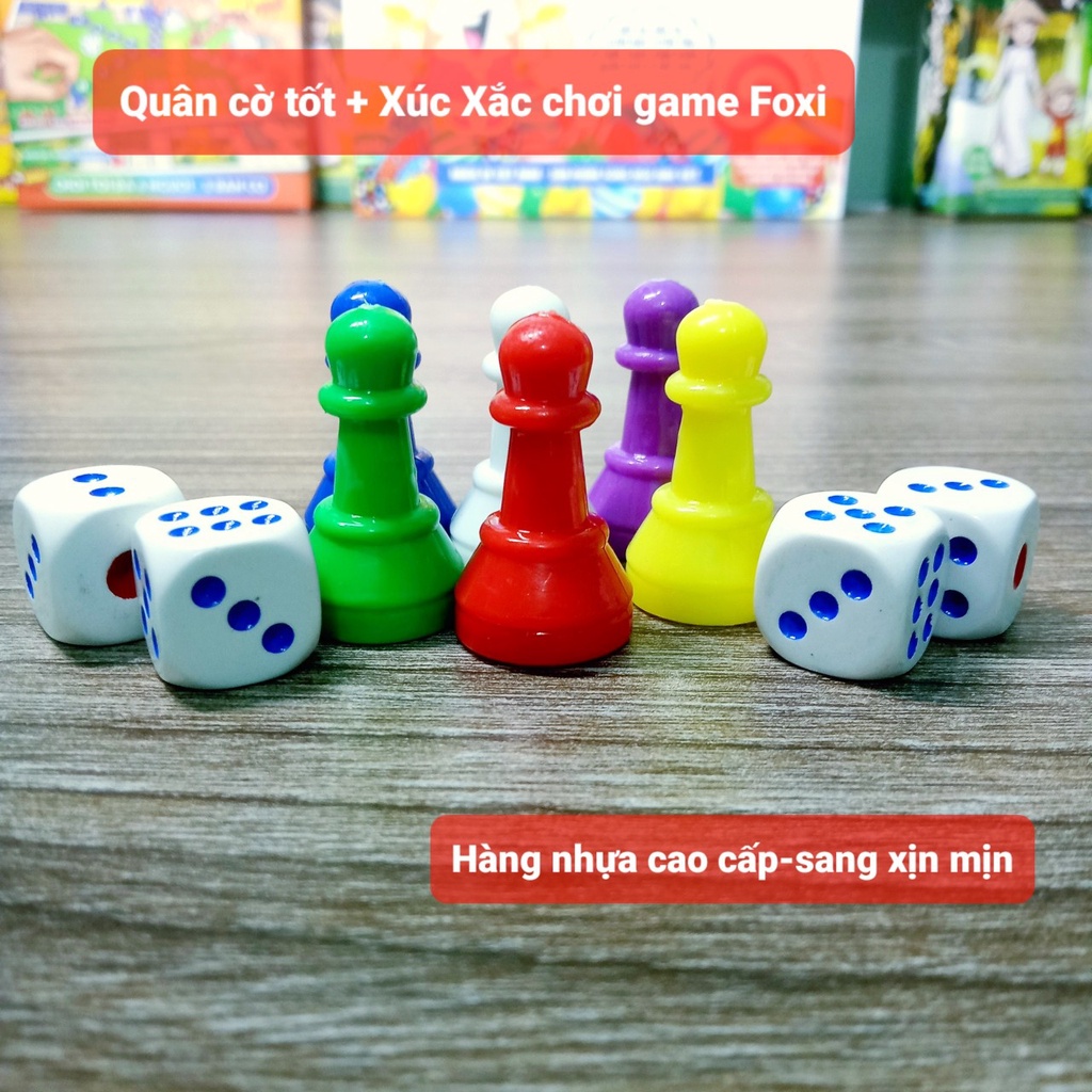 Bộ hạt xúc xắc, xí ngầu 6 mặt FOXI, kích thước 13/14/15/16 mm phụ kiện chơi cờ cá ngựa.