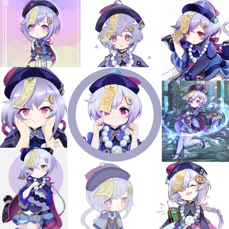 Hình dán Sticker Qiqi Genshin impact 30-60 ảnh ép lụa khác nhau chống xước chống nước