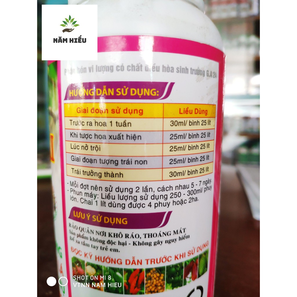 Phân bón lá Siêu Ra Hoa và Đậu Trái - Chai 500ml - Chuyên dùng cho cây ăn trái xoài, cam, quýt, bưởi, sầu riêng, nhãn