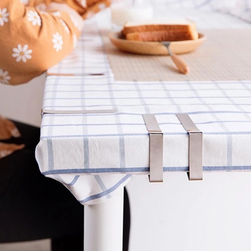 Set 8 / 12 Kẹp Giữ Khăn Trải Bàn Bằng Thép Không Gỉ Tùy Chỉnh Chống Trượt Tiện Dụng