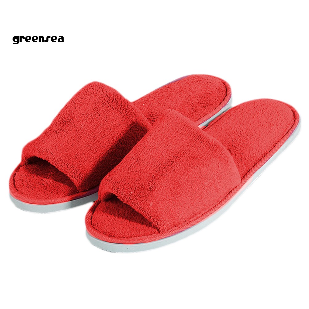 Gs_giày Đi Trong Nhà Hở Ngón Bằng Lông Cừu San Hô Màu Trơn Ấm Áp