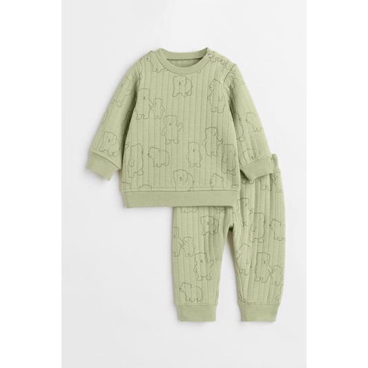Bộ chần bông gấu xanh H&M sz 4/6M form to