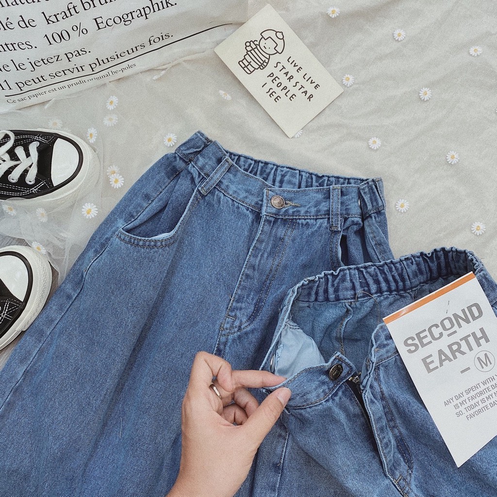 QUẦN JEANS LƯNG CAO ỐNG RỘNG (KÈM HÌNH KÈM CLIP)