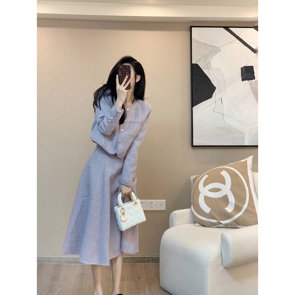 Set Áo Và Chân Váy Phong Cách Hong Kong Thời Trang Thu Đông Hc4477