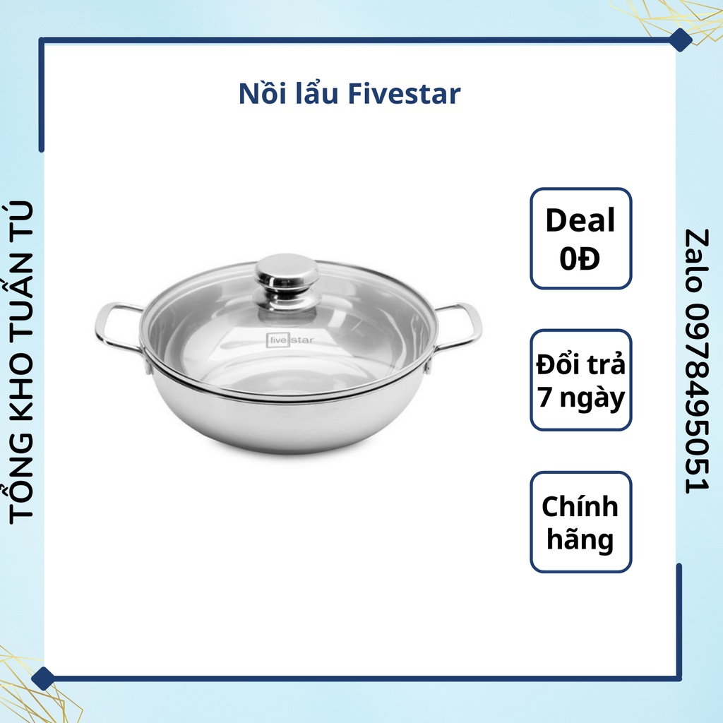 Nồi lẩu Fivestar size 24-26-28cm chất liệu inox cao cấp dùng cho tất cả các loại bếp