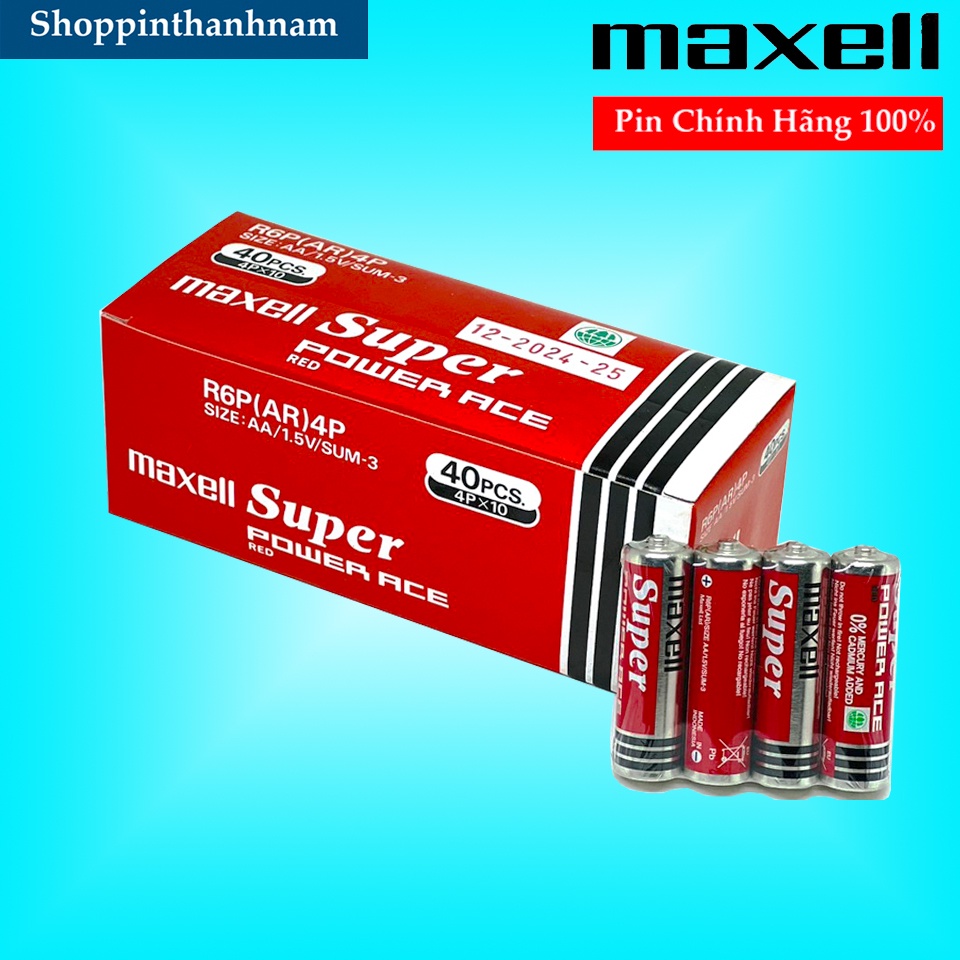 Hộp 40 Viên Pin AA Maxell Tiểu Super Power Chính Hãng