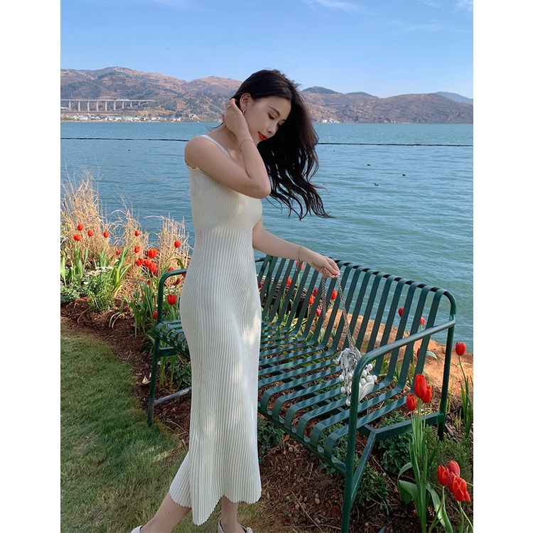 Đầm Dệt Kim Cổ Vuông Không Tay Quyến Rũ Thời Trang Mùa Hè Mới