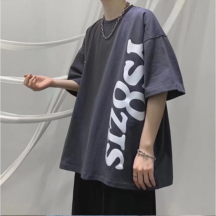 Áo Thun Dáng Rộng In Chữ Phong Cách Hàn Quốc Thời Trang Mùa Hè Cho Nam Và Nữ Size M-8XL