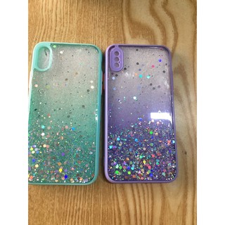 Ốp lưng IPhone X dẻo trong kim sa viền màu
