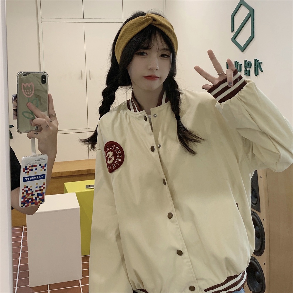 Cofen Korean style all-match retro coat Hong Kong style baseball uniform coat jacket