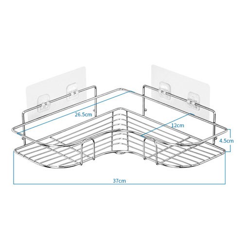 Kệ Góc Dán Tường Nhà Tắm Inox Siêu Chắc, Gía Kệ Nhà Bếp Để Đồ Đa Năng Hàng Việt Nam (Kệ Góc Inox VN)