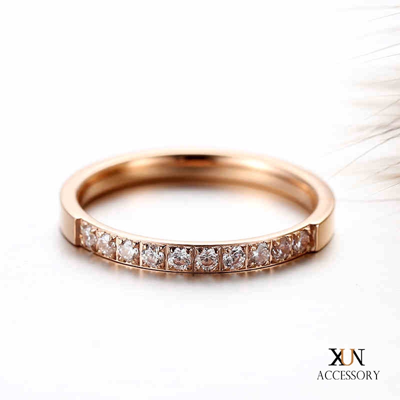 Nhẫn Cặp Chất Liệu Thép Titan Mạ Vàng 18k Màu Vàng Hồng Thời Trang
