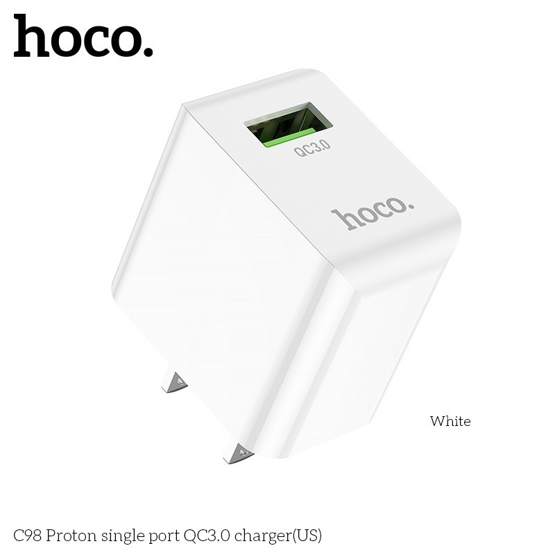 Củ Sạc Hoco C98 18w, Hỗ Trợ Sạc Nhanh Thông Minh, Chất Liệu ABS Chống Cháy, Thiết Kế Nhỏ Gọn, An Toàn Khi Sử Dụng.