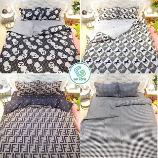 Bộ chăn ga gối 💖Gia Long💖 vỏ chăn ga gối cotton poly, drap giường 4 món poly nhập kẻ
