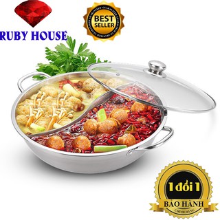 Mua nồi lẩu 2 ngăn hotpot CHÍNH HÃNG  nồi lẩu gia đình 2 ngăn-Ruby House