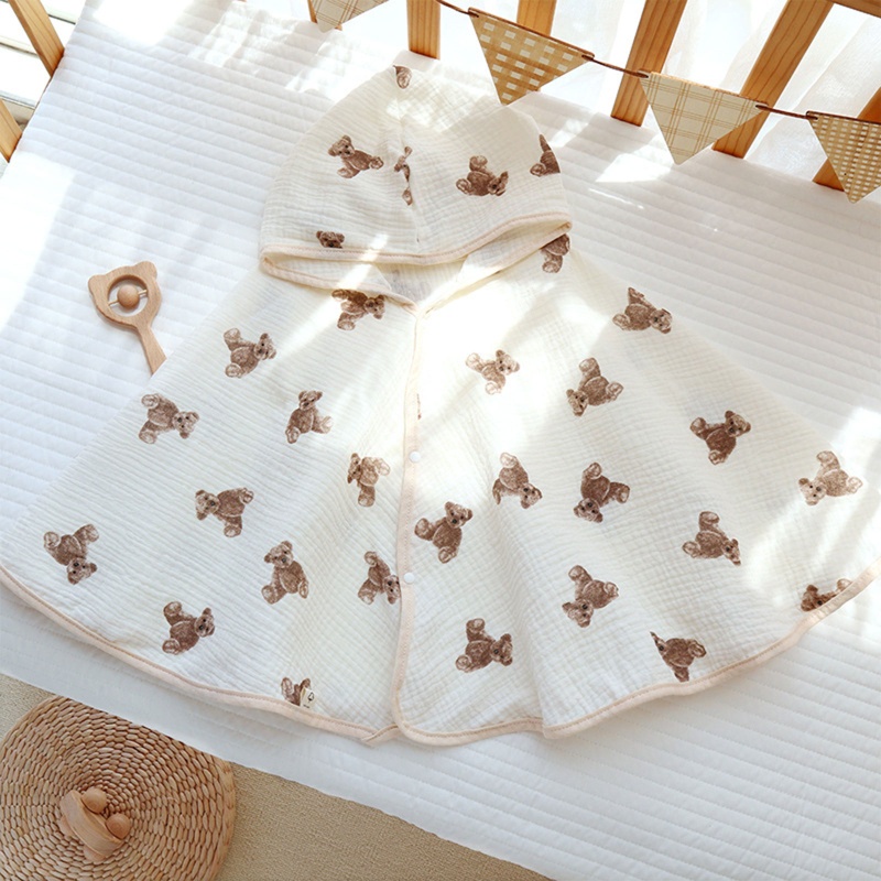 Khăn Tắm Có Mũ Trùm Chất Liệu Cotton Nhanh Khô Thoải Mái Dành Cho Trẻ Nhỏ