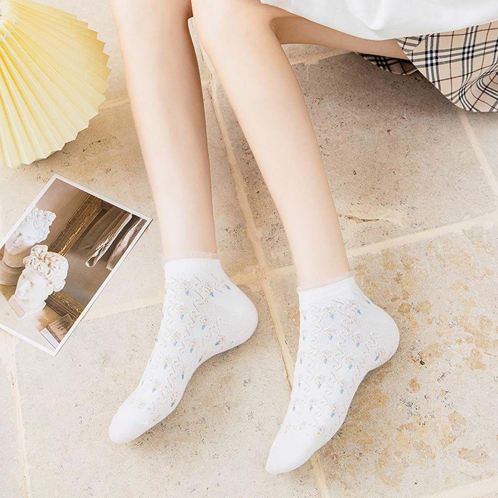 NICKOLAS Tất Lưới Cổ Thấp Phối Ren Hoa Xinh Xắn Thoải Mái Dễ Phối Đồ