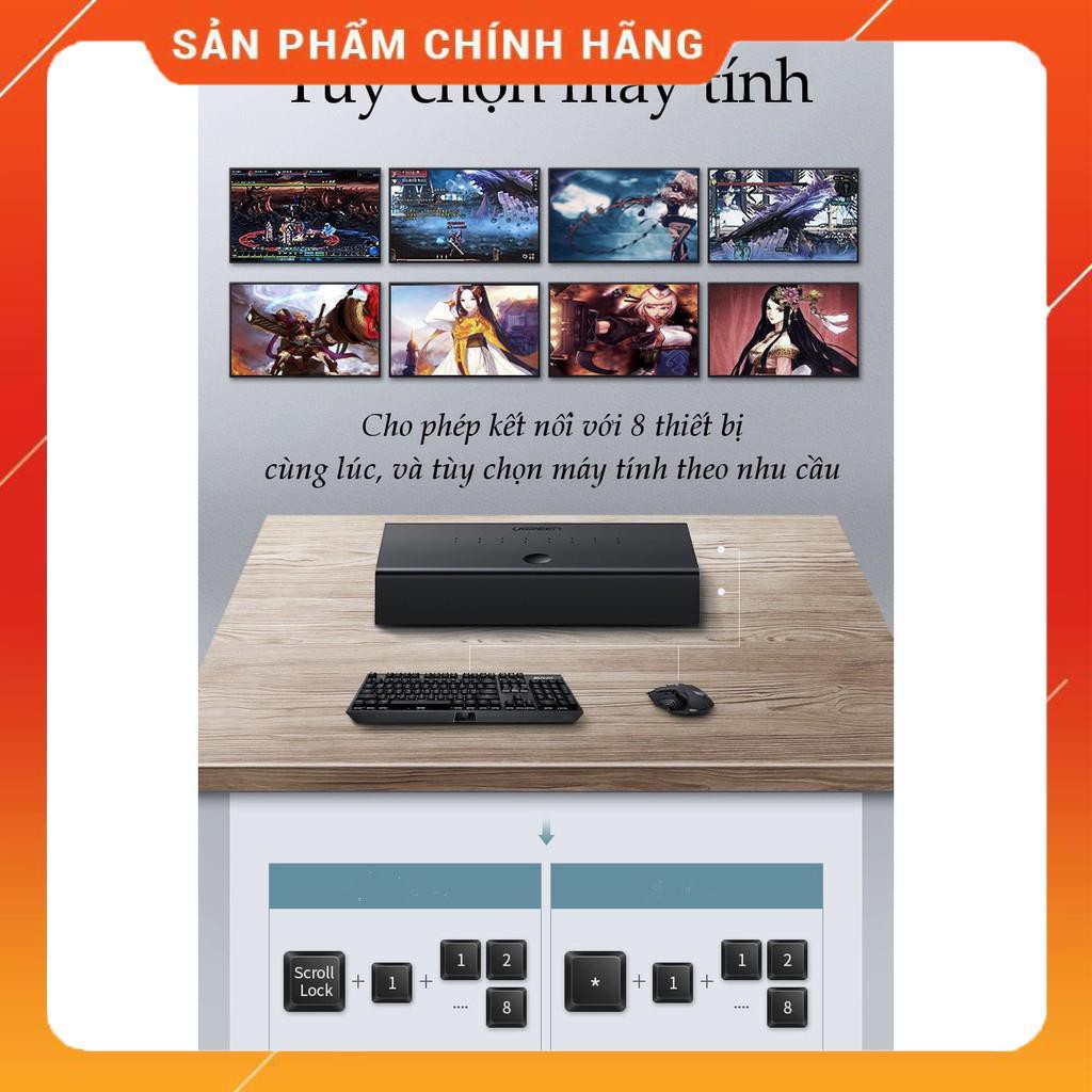 Bộ chuyển mạch KVM UGREEN CM229 60102, 1 bộ chuột và bàn phím điều khiển đồng bộ 8 máy tính, cổng USB-B dailyphukien