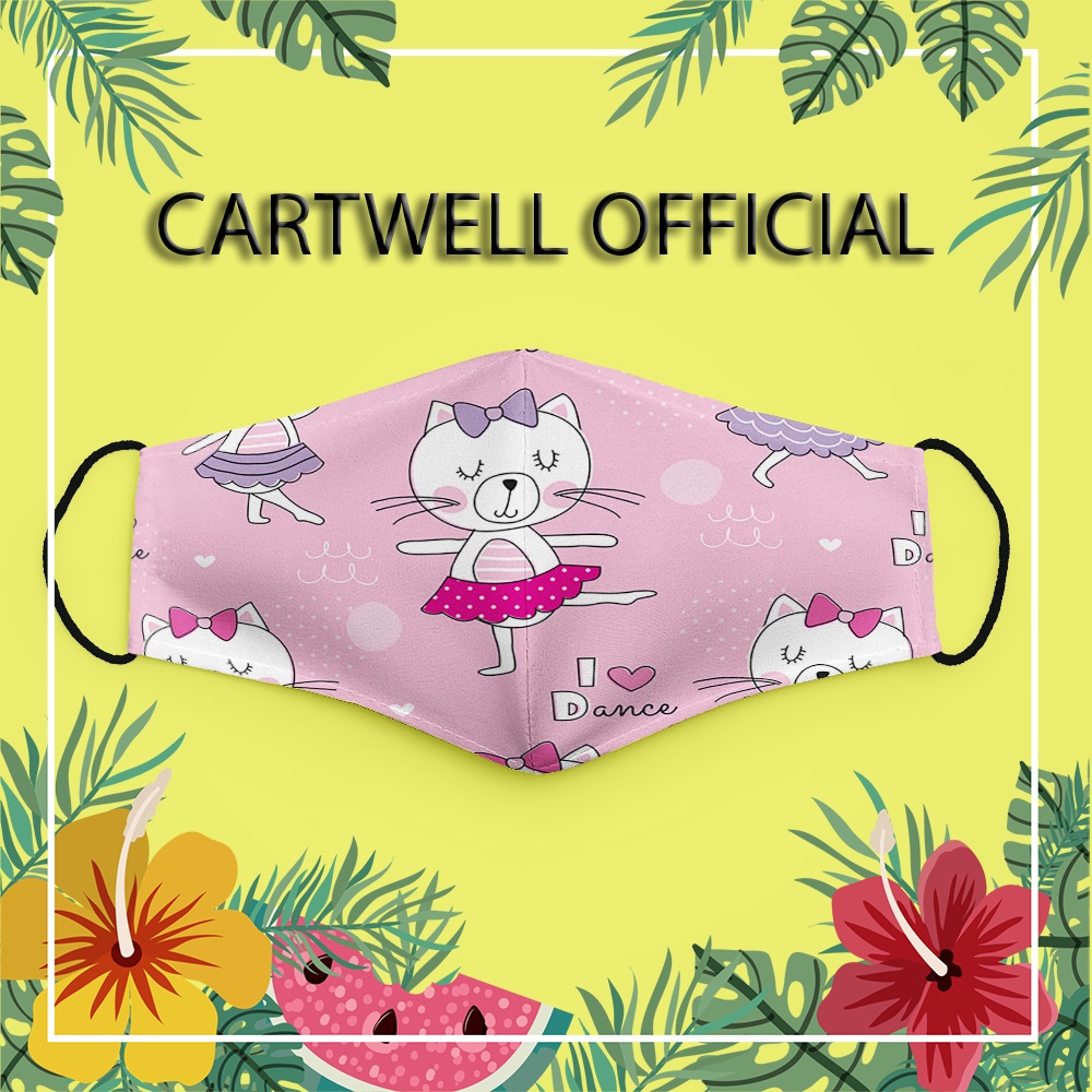 Khẩu trang hoạt hình trẻ em dễ thương đáng yêu cute vui nhộn Hình Đẹp CARTWELL dành cho nam nữ có thể giặt và tái sử dụn