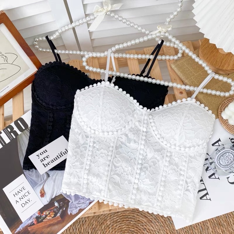 áo 2s 2 dây ren viền ren tròn điệu đà (có mút ngực) (1873#)