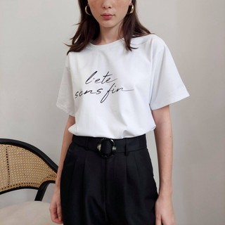 Áo thun in chữ liete sansfin màu trắng edini - a1288