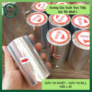 GIẤY IN NHIỆT K80, giấy in hóa đơn,  in bill Olivin,  in máy tính tiền K80 x45 (G3)