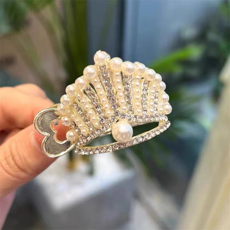 Phụ nữ Hàn Quốc Rhinestone Thời trang Ngọc trai Tóc đuôi ngựa Kẹp tóc Vương miện Kẹp tóc Trang nhã Phụ kiện tóc