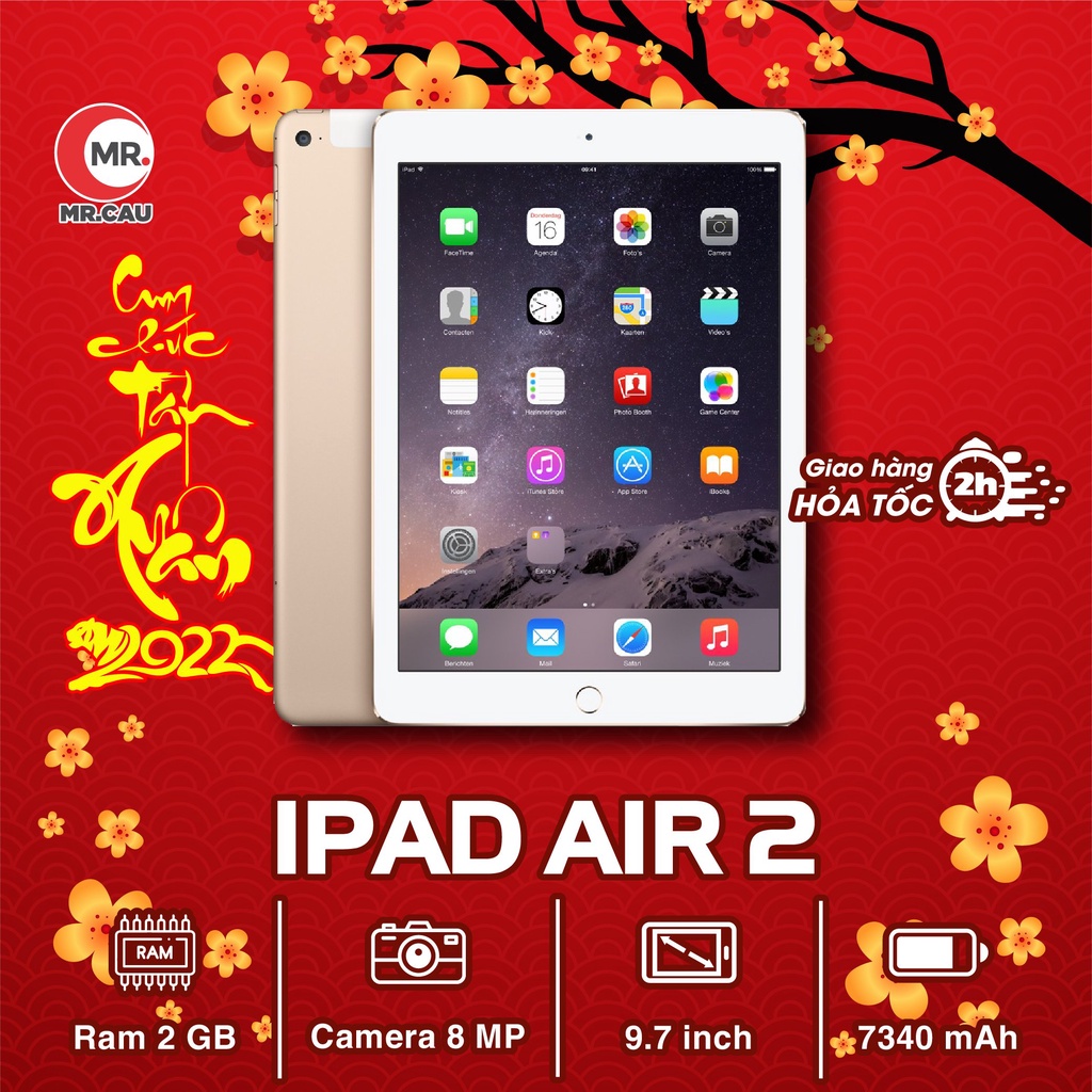 Máy tính bảng lPAD AIR 2 HỌC GOOGLE MEET HỌC ZOOM  GAME ONLINE TỐT bản 4G/Wifi 16 GB/64GB QUỐC TẾ Ram 2G Chip A8X | BigBuy360 - bigbuy360.vn