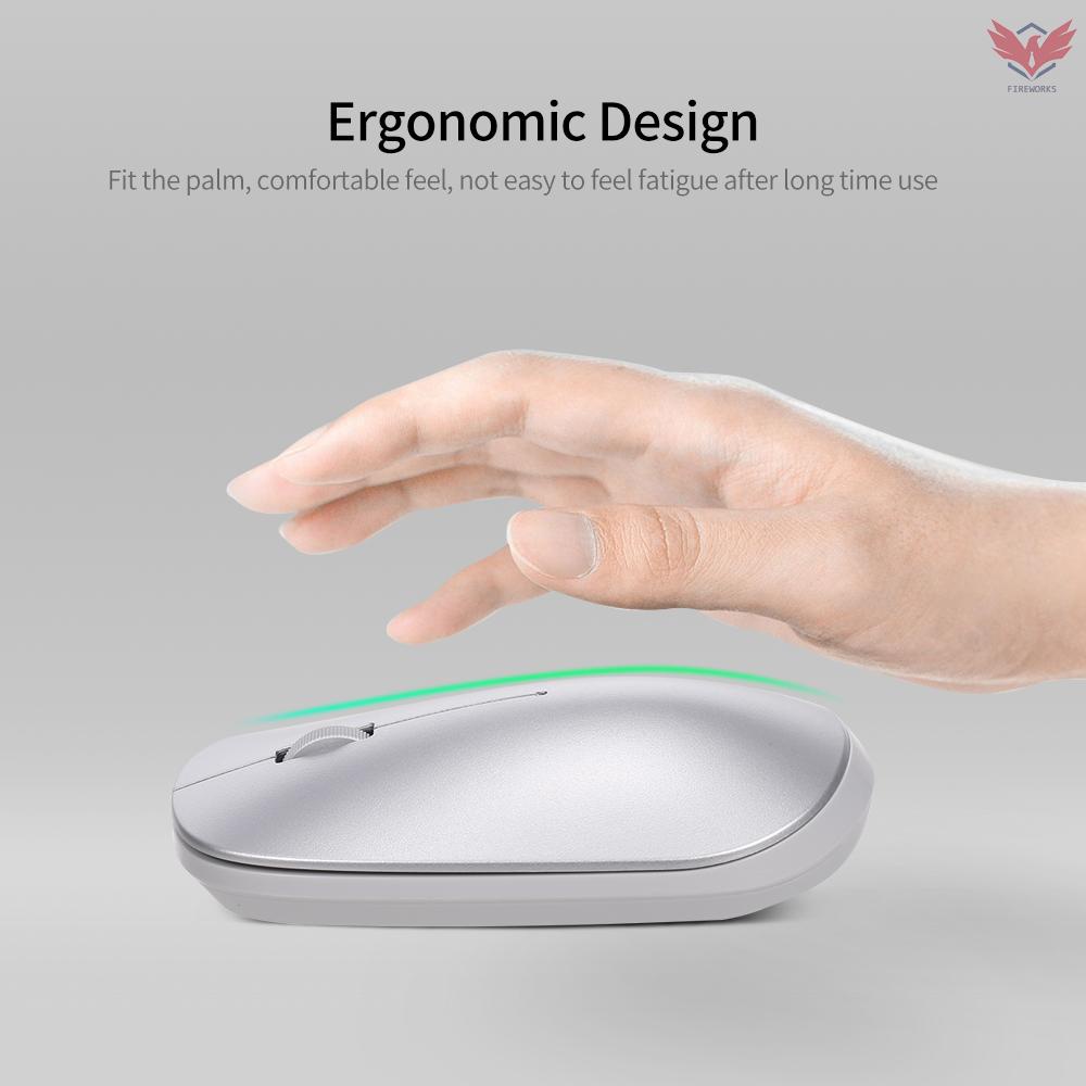 BT 5.0 Wireless Mouse Portable Ultra-thin Mute Mouse Ergonomic Mouse Home Office Mouse for Desktop Computer Laptop Silver