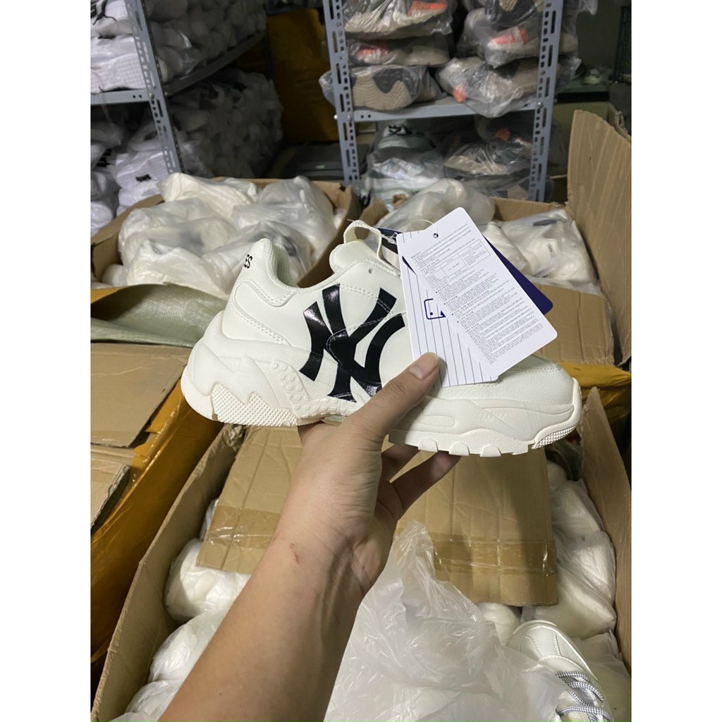 Giày Thể Thao MLB NY Đen Cao Cấp Nam Tăng Chiều Cao 6cm, Nữ - Giày Thể Thao Màu Trắng Full Box
