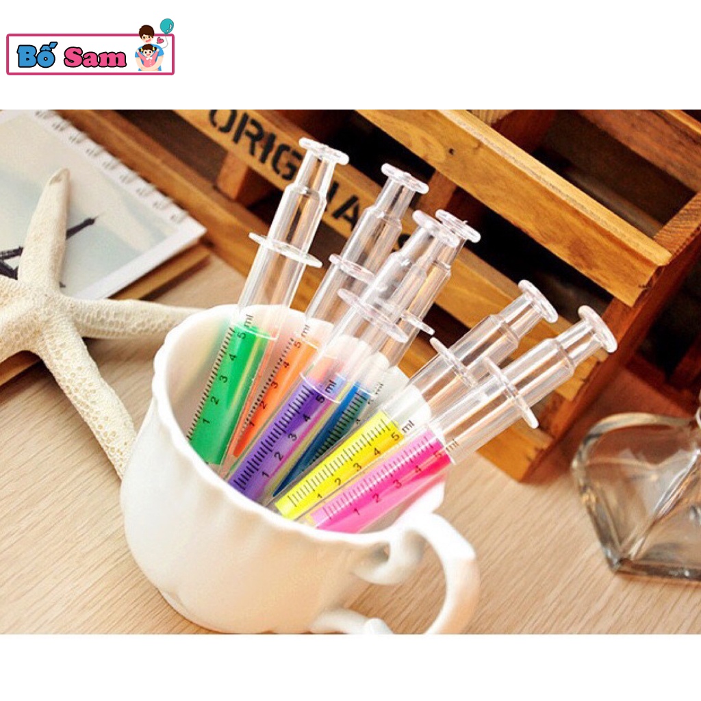 Bút nhớ dòng hình ống tiêm cute đánh dấu nhiều màu ghi chú Shop Bố Sam