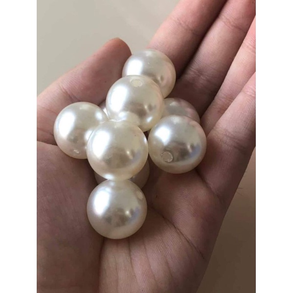 Hạt ngọctrai có lỗ loại đẹp màu trắng, kem, nguyên liệu làm trâm cài tóc cổ trang, nguyên liêum diy, Siphukienkhanhhuyen