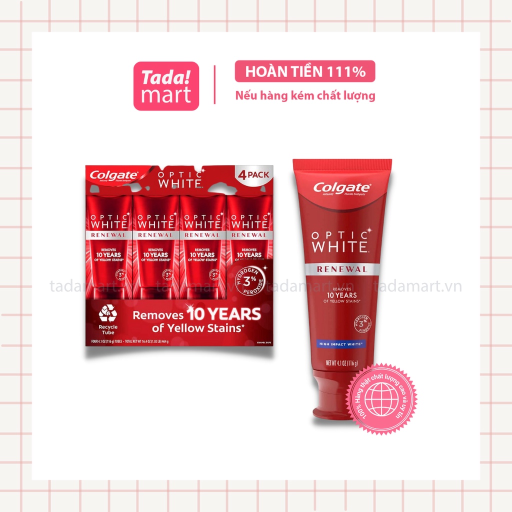 Kem Đánh Răng Làm Trắng Colgate Optic White Renewal 116g Hàng Mỹ