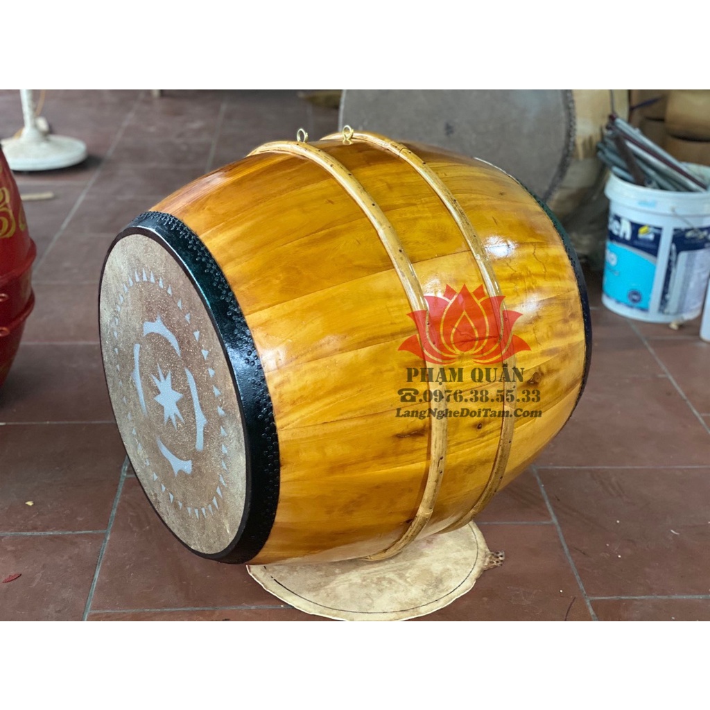 (Đk mặt 52 x 65cm) Trống trường học, đình chùa Tang trần hàng loại đẹp