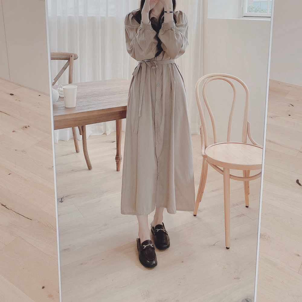 Đầm Sơ Mi Dài Tay Màu Trơn Thanh Lịch Dành Cho Nữ 37946