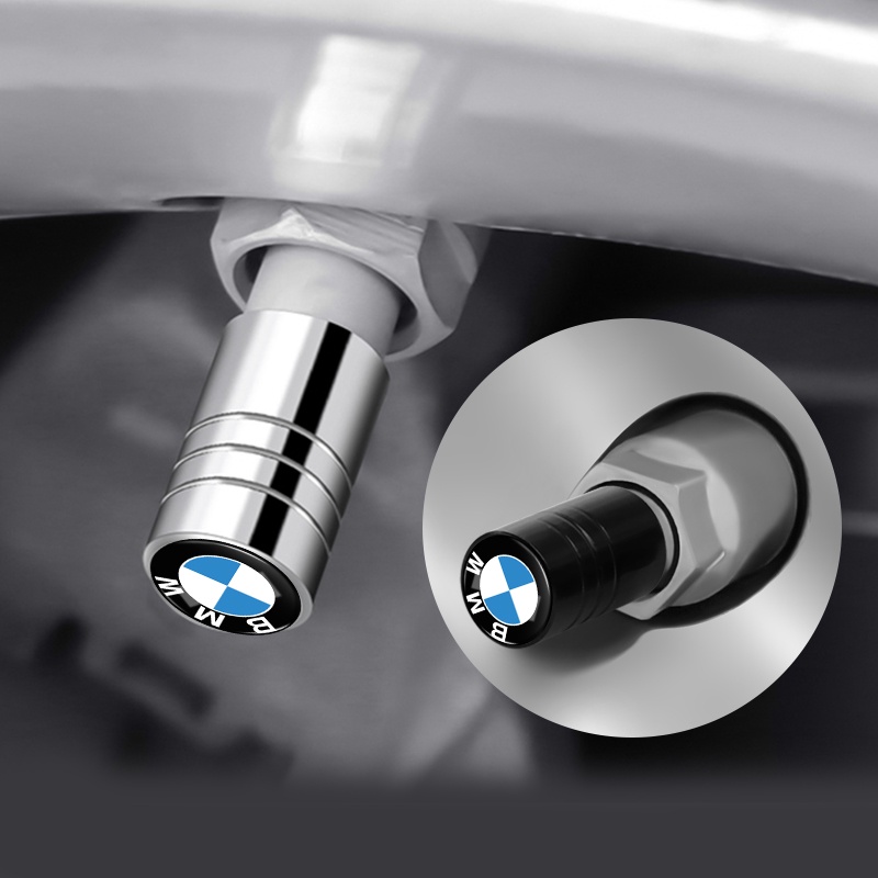Bộ 4 Nắp Van Khí Bánh Xe Hơi Bằng Nhôm Màu Đen / Bạc Cho BMW E61 E90 E82 E70 E71 E87 E88 E89 X5 X6